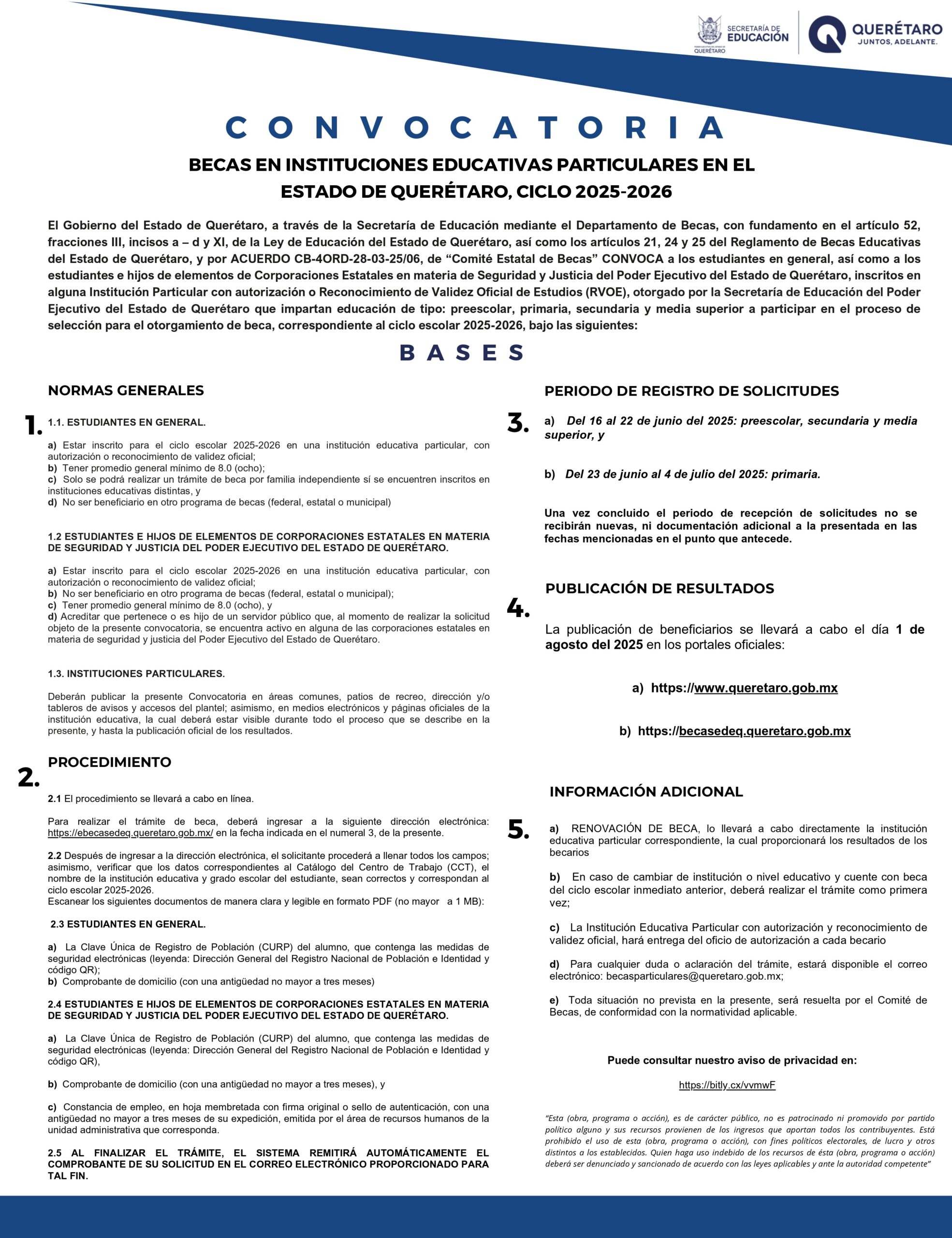 Alista SEDEQ convocatoria de becas para instituciones particulares, para el ciclo escolar 2025-2026