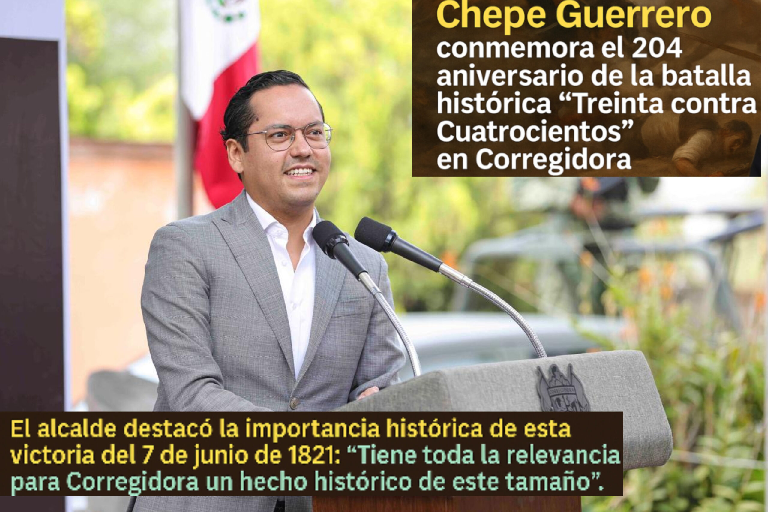 Chepe Guerrero conmemora el 204 aniversario de la batalla histórica “Treinta contra Cuatrocientos” en Corregidora