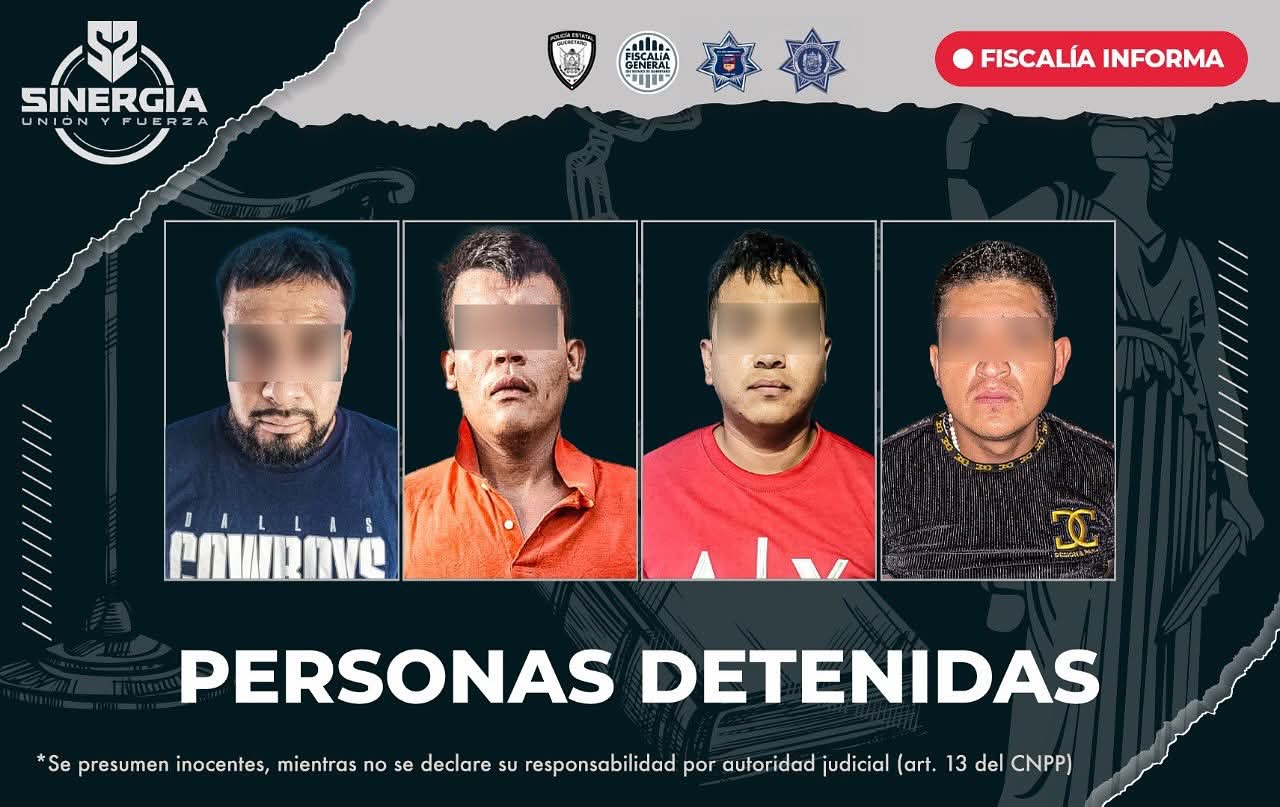 Operativo “Sinergia” en Huimilpan deja 4 detenidos por robo de vehículo y 5 unidades aseguradas