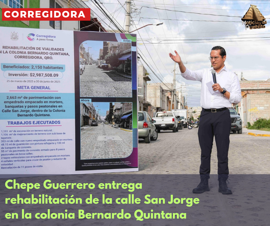 Chepe Guerrero entrega rehabilitación de la calle San Jorge en la colonia Bernardo Quintana