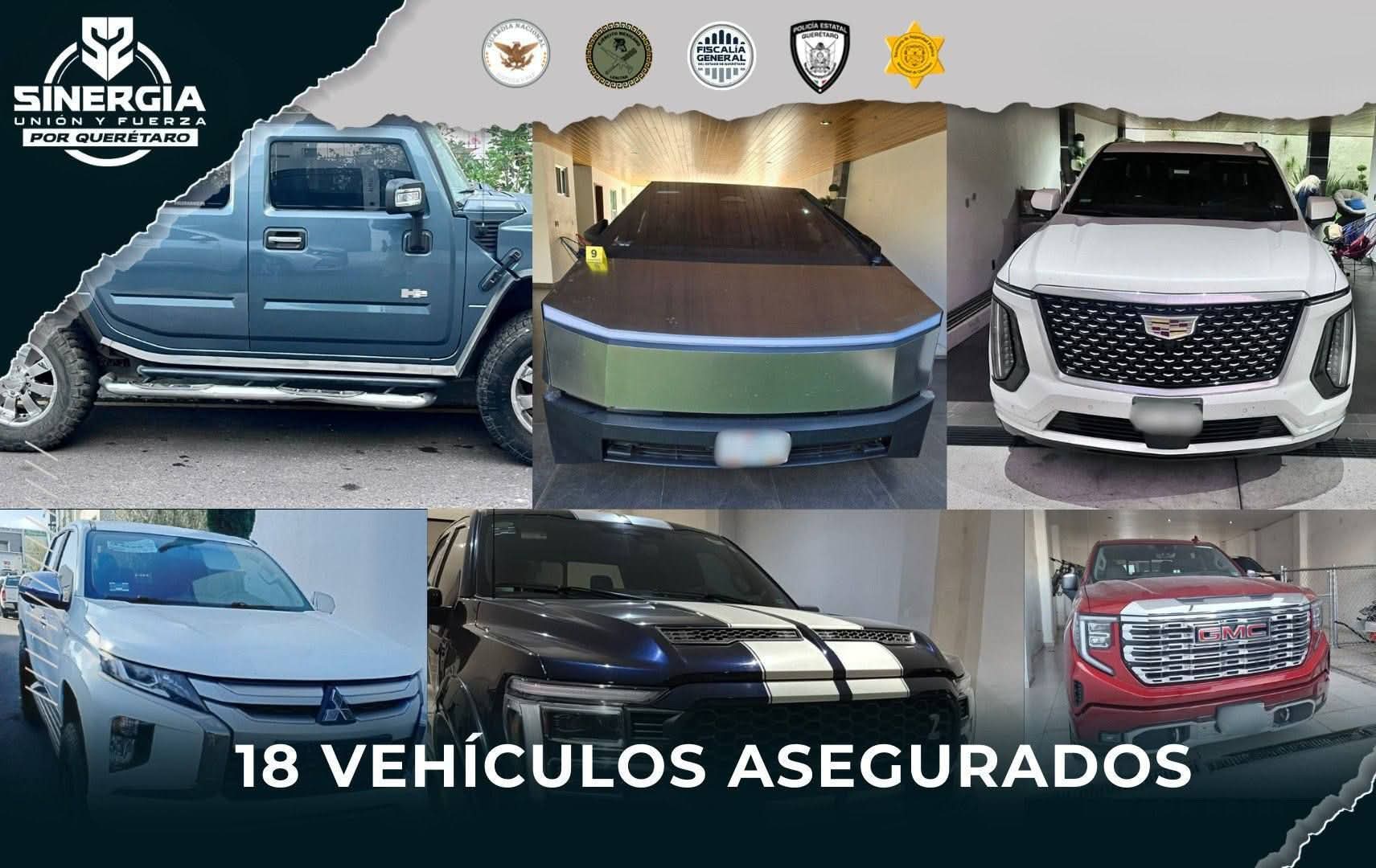 Aseguran 18 vehículos tras 17 cateos simultáneos en Querétaro