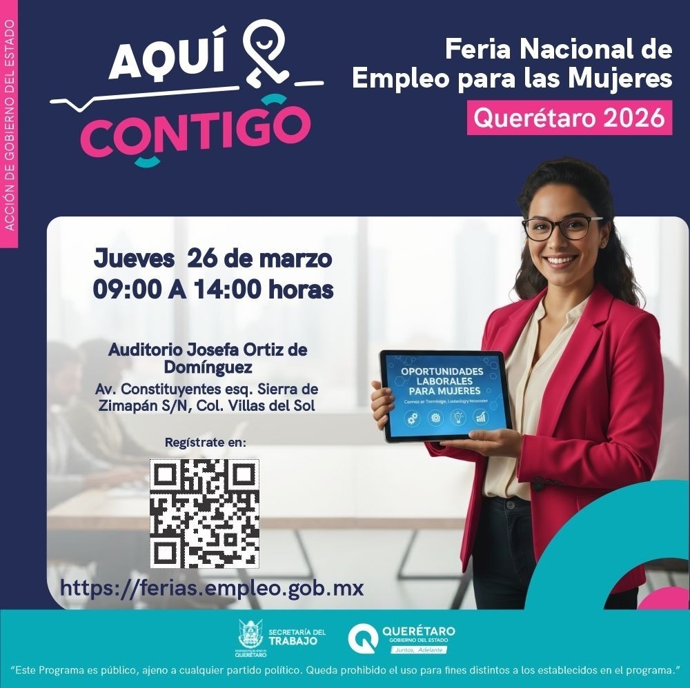 Invita ST a la Feria Nacional de Empleo para las Mujeres Querétaro