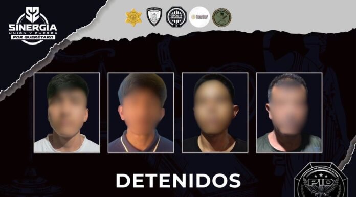 Cuatro detenidos y narcótico asegurado durante cateos en Querétaro