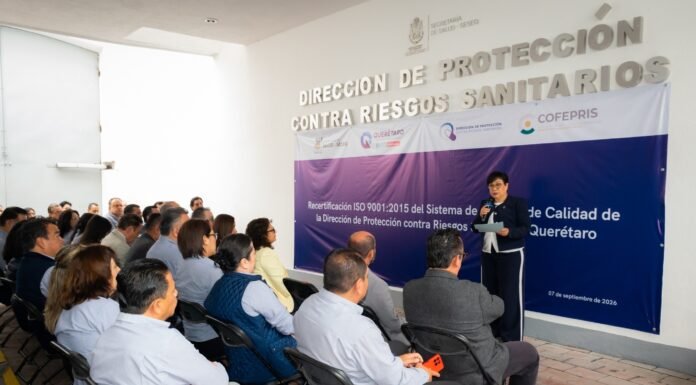 Fortalece Querétaro la protección contra riesgos sanitarios con certificación ISO 9001:2015